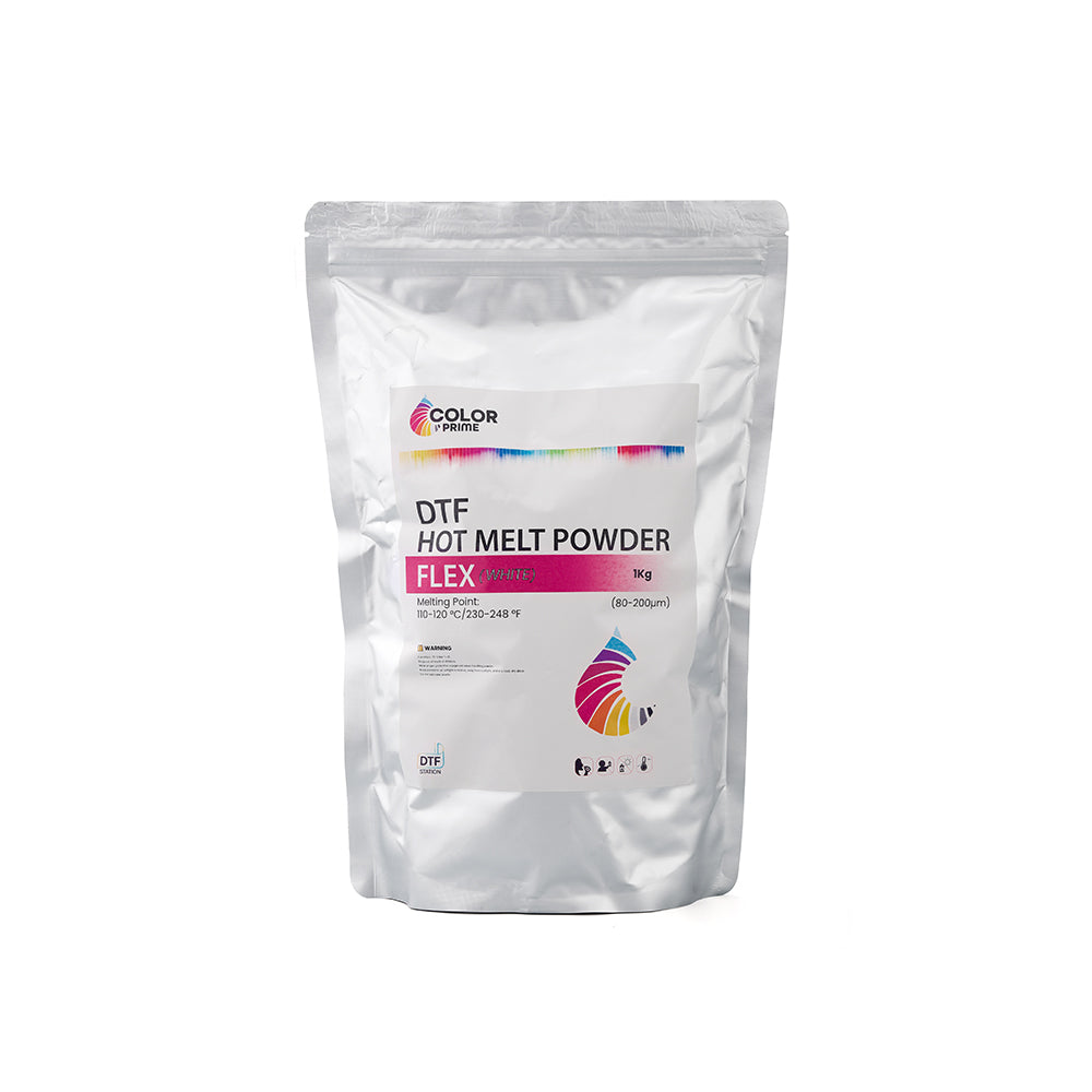 Color Prime Flex DTF Powder – Premium TPU Hot Melt Adhesive Powder for Soft, Stretchable Transfers
