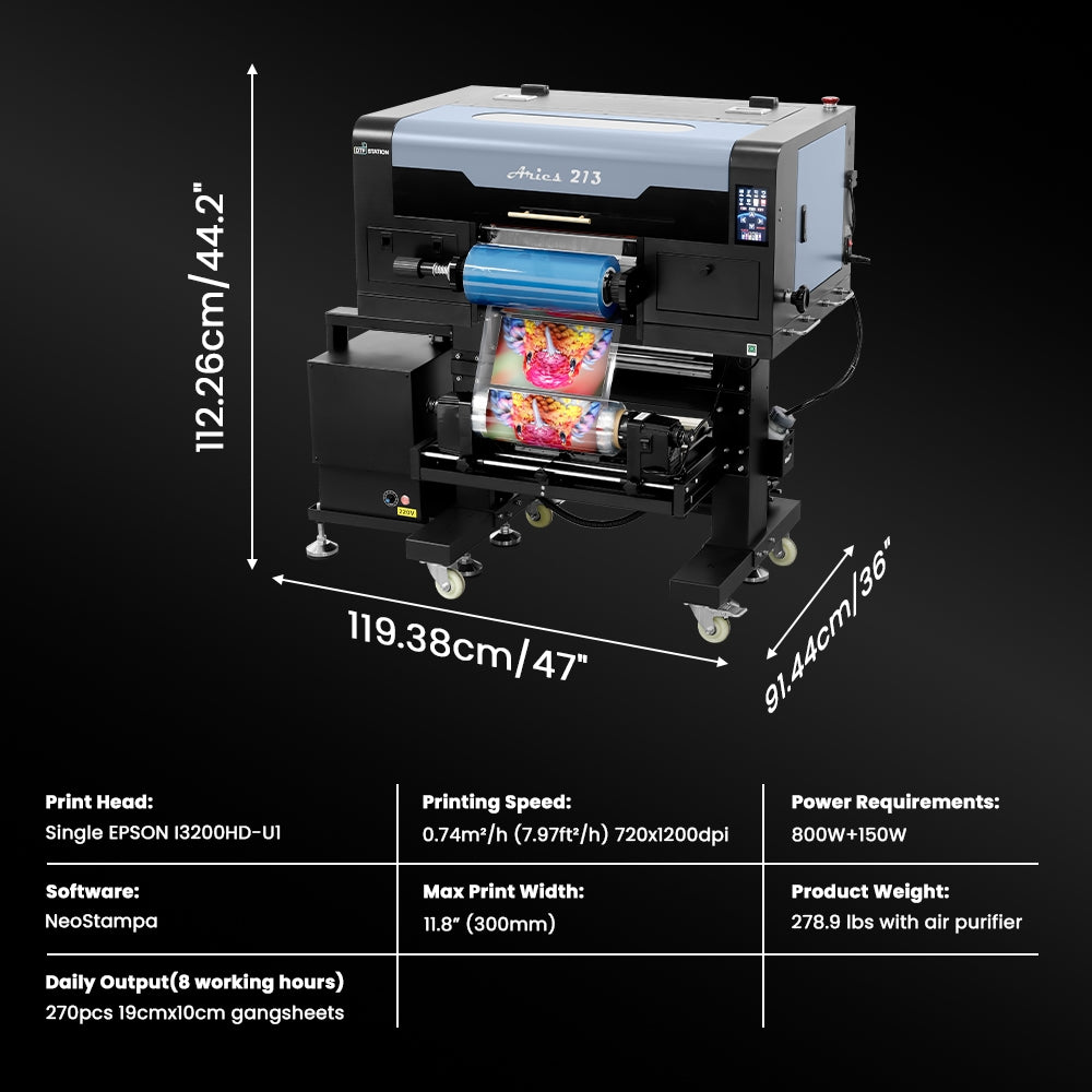Aries 213 UV DTF printer with purifier system