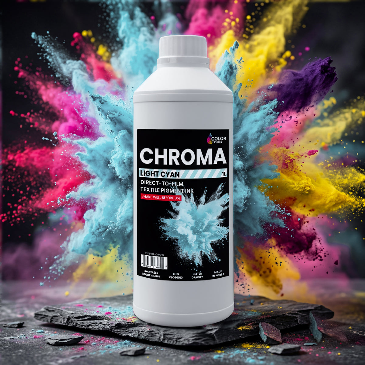 Color Prime Chroma DTF Ink (1 Liter) | Wide Gamut DTF Ink for Epson i1600 & i3200 Printers